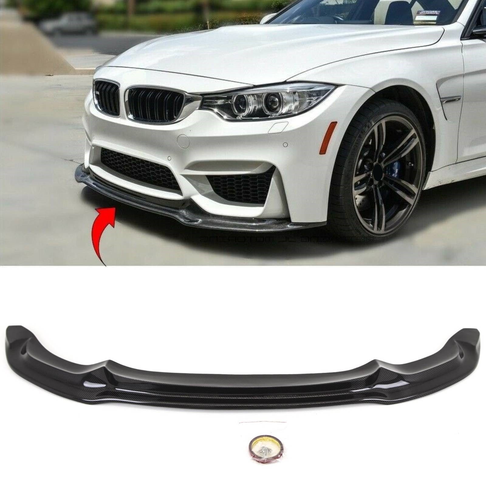 BMW M3 M4 F80 F82 F83 Real Carbon Fibre Front Lip Spoiler Splitter V Style