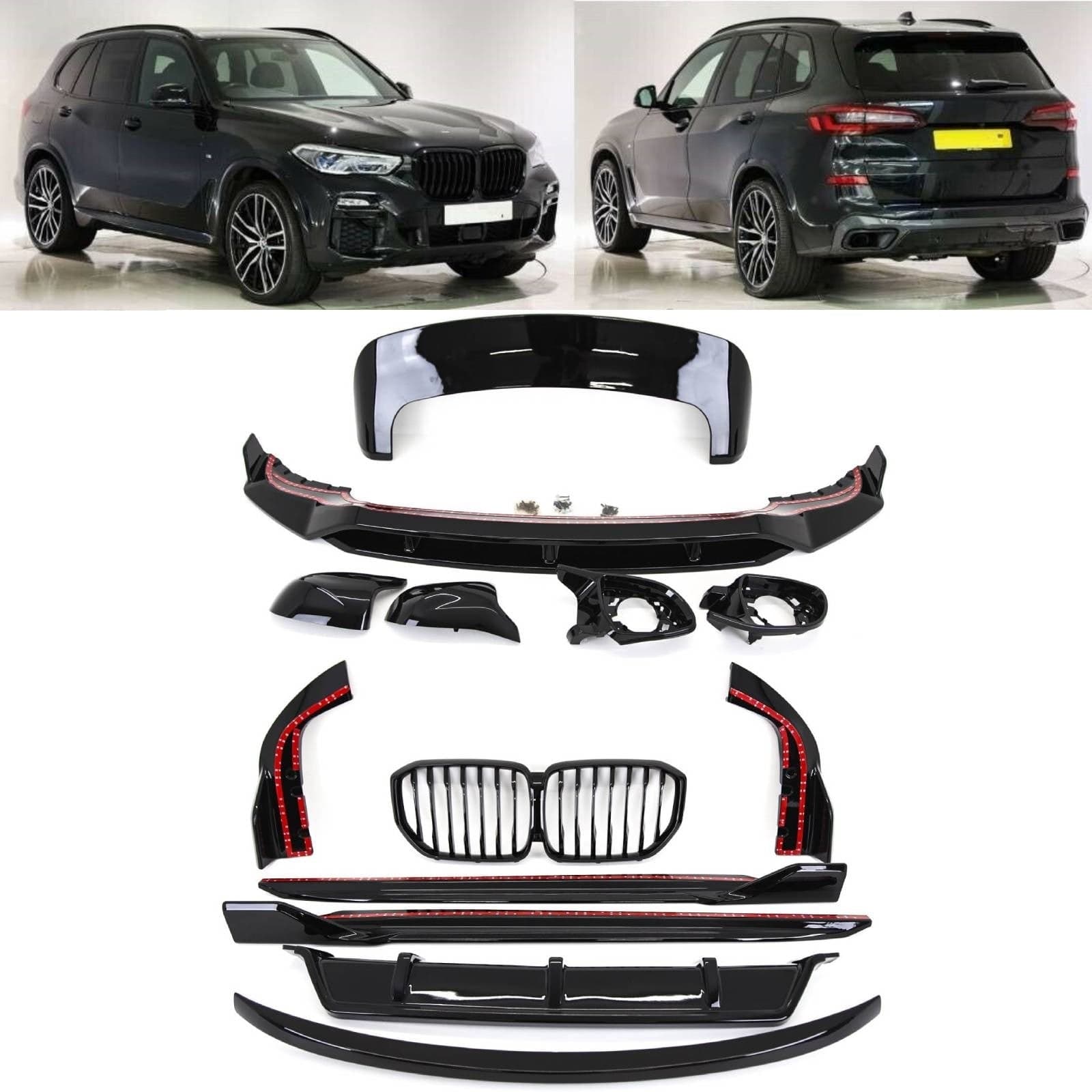 BMW X5 G05 Aero Body Kit Front Splitter Side Skirts Rear Diffuser Gloss Black