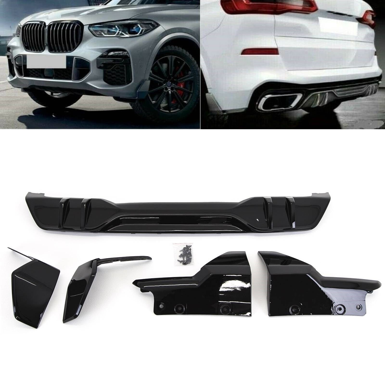 BMW X5 G05 M Performance Style Aero Body Kit Front Splitter Rear Diffuser Gloss Black
