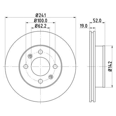 Mintex Brake Discs Front Vented Set Of 2 MDC1570 241mm