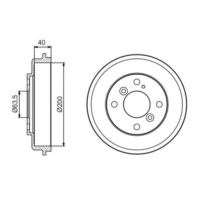Bosch Brake Drums Pair Rear 0986477240