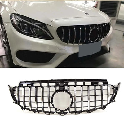 Fits Mercedes E Class W213 S213 C238 A238 2016-2020 Front Bumper Grille Chrome & Black AMG Panamericana GT Style - tradevehicleparts.co.uk