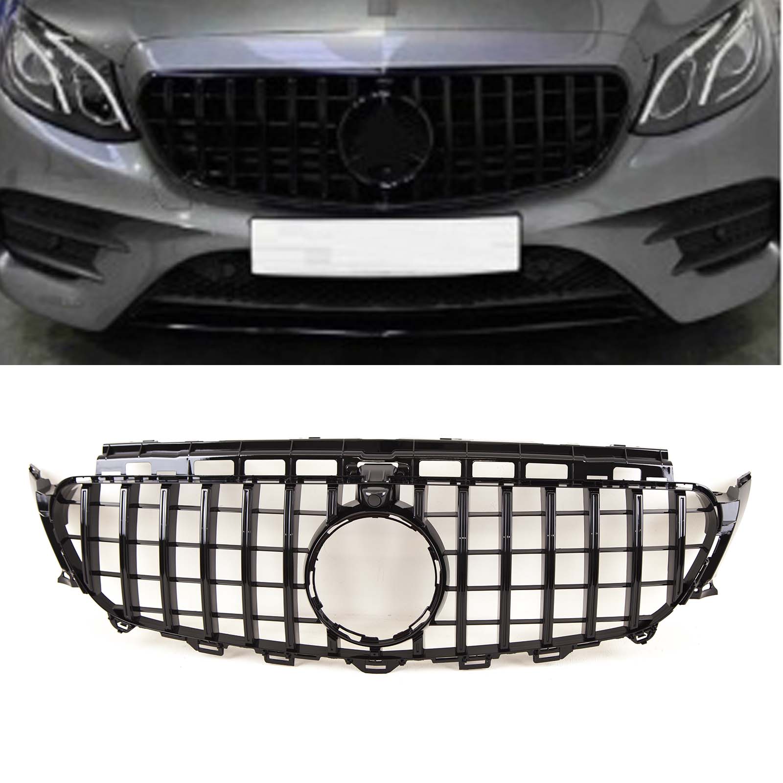 BZ5138 Mercedes E Class W213 2016-2020 Front Bumper Grille Panamericana GT Style Gloss Black