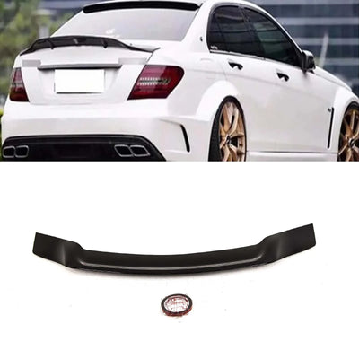 Fits Mercedes C-Class W204 2008-2014 Rear Trunk Boot Lip Spoiler Ducktail Style Gloss Black - tradevehicleparts.co.uk