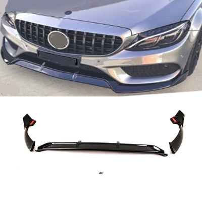 Fits Mercedes C-Class W205 C205 2014-2018 Front Lip Splitter Spoiler C63S AMG Brabus Style Gloss Black - tradevehicleparts.co.uk