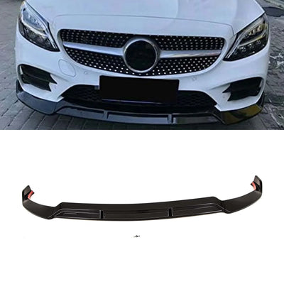 Fits Mercedes C-Class W205 C205 A205 2018-2021 Front Lip Splitter Spoiler C63S AMG Brabus Style Gloss Black - tradevehicleparts.co.uk