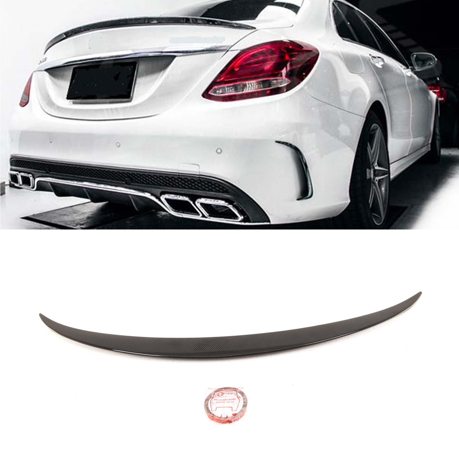 BZ5152 Mercedes C-Class W205 2014-2021 Rear Trunk Boot Lip Spoiler AMG Style Carbon Look