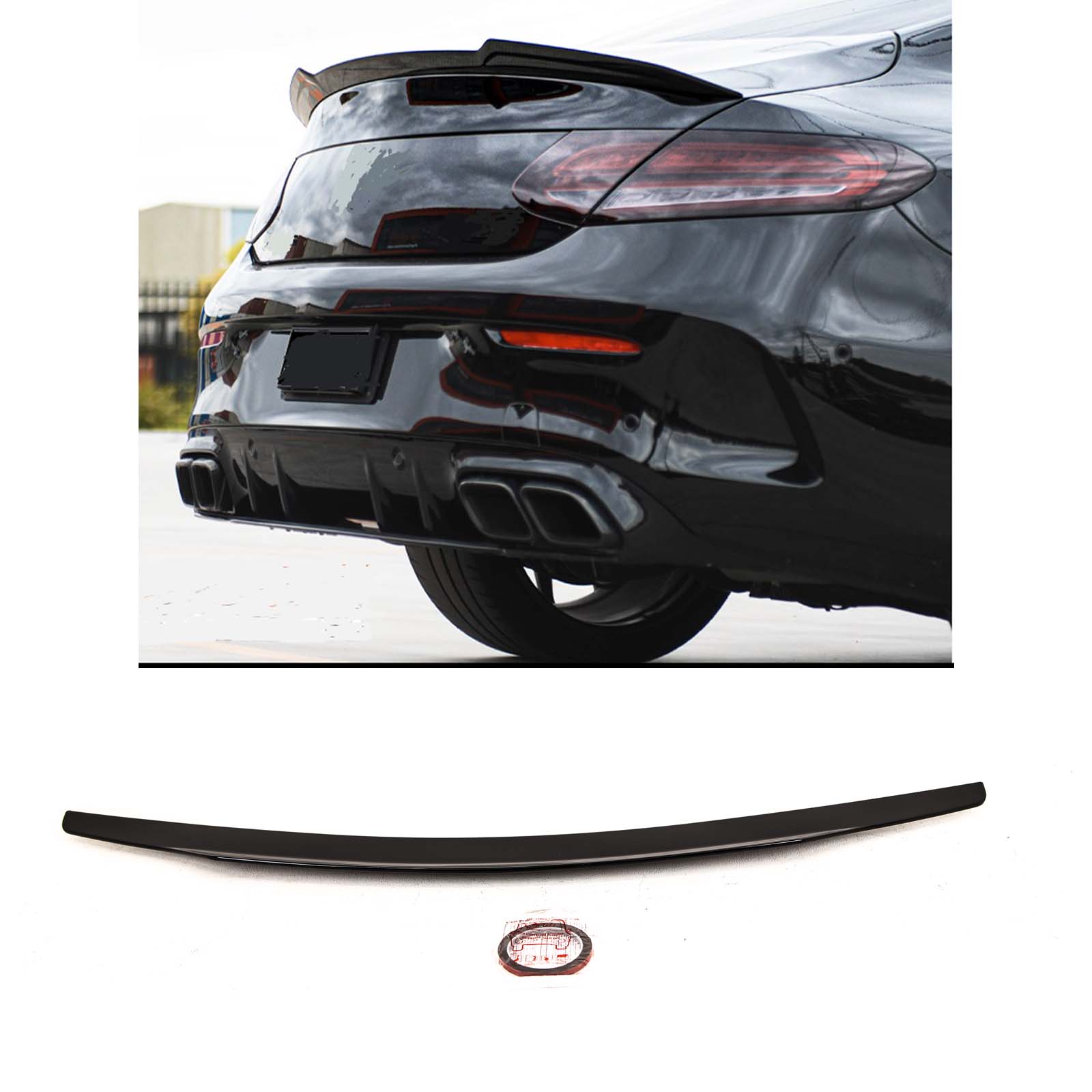 BZ5155 Mercedes C-Class Coupe C205 2015-2021 Rear Trunk Boot Lip Spoiler Batman Style Gloss Black