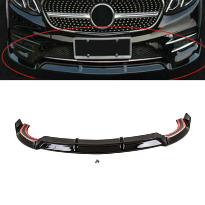 Fits Mercedes E-Class W213 C238 A238 2016-2020 Front Lip Splitter Spoiler E63S AMG Brabus Style Gloss Black - tradevehicleparts.co.uk