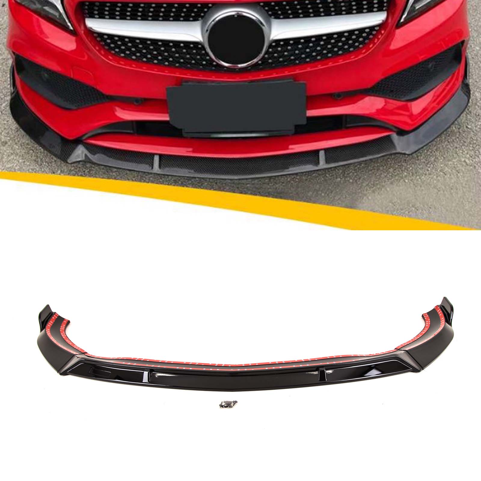 BZ5162 Mercedes CLA-Class W117 C117 2016-2019 Front Lip Splitter Spoiler CLA 45 AMG Style Gloss Black