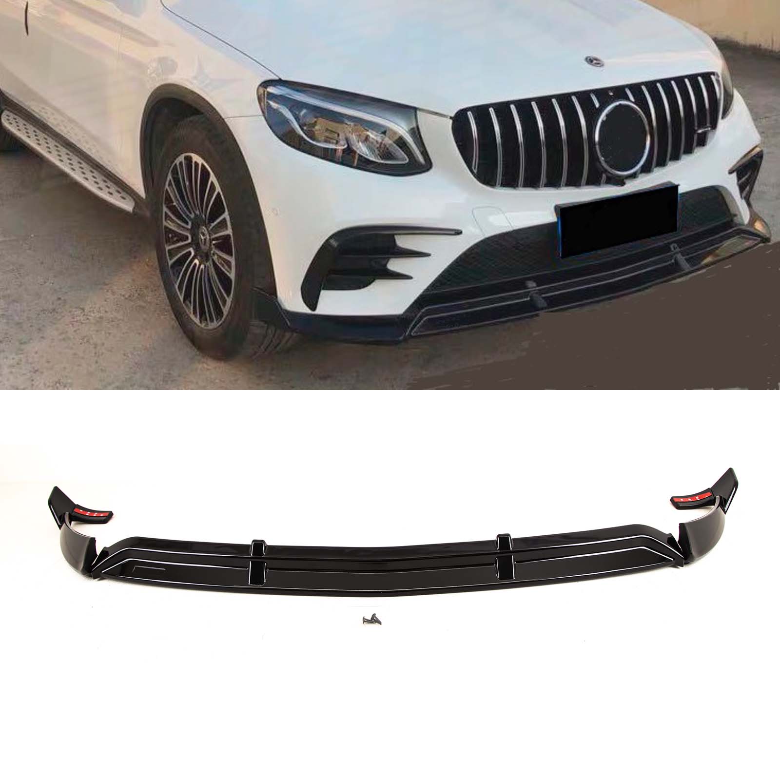 BZ5164 Mercedes GLC X253 C253 2015-2019 Front Lip Splitter Spoiler AMG Brabus Style Gloss Black