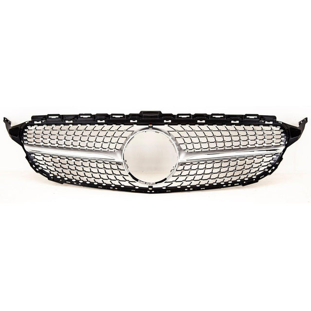 Fits Mercedes C Class W205 2014-2018 Front Bumper Grille Sport Gloss Black & Chrome - image 2