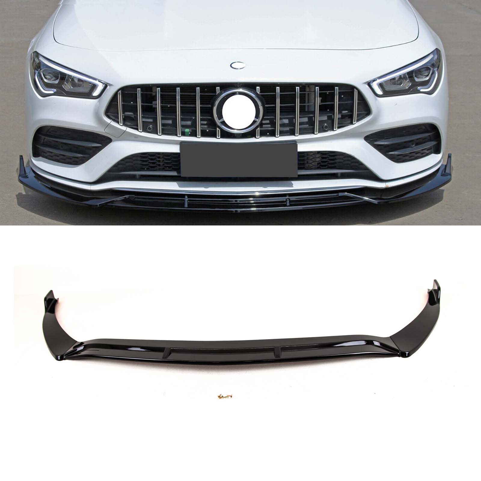 BZ5170 Mercedes CLA Class W118 C118 2019-2023 Front Lip Splitter Spoiler CLA45S AMG Style Gloss Black
