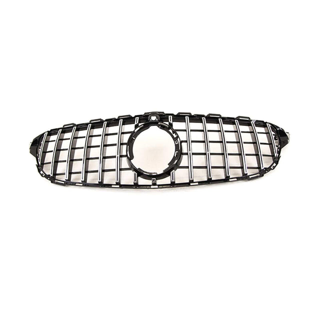 Fits Mercedes C Class W205 2018-2021 Front Bumper Grille Gloss Black With Chrome Slats With Camera Hole Sport - image 6