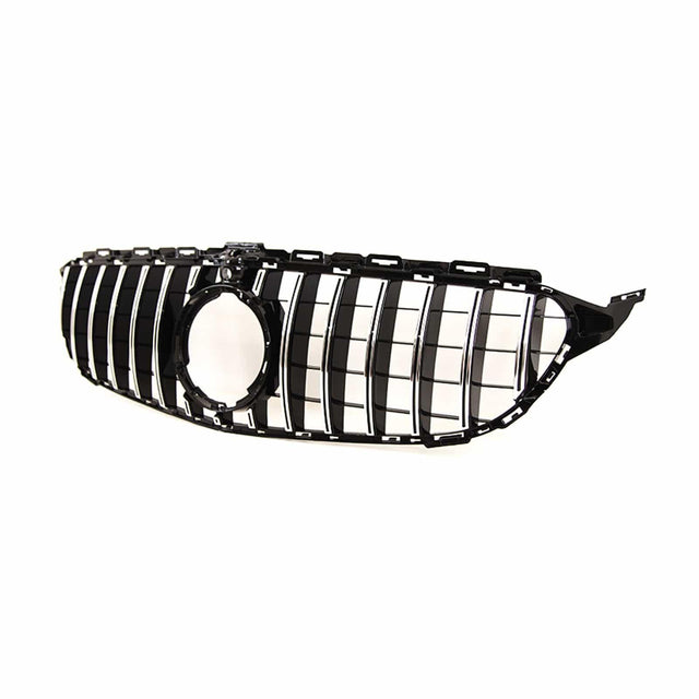 Fits Mercedes C Class W205 2018-2021 Front Bumper Grille Gloss Black With Chrome Slats With Camera Hole Sport - image 4