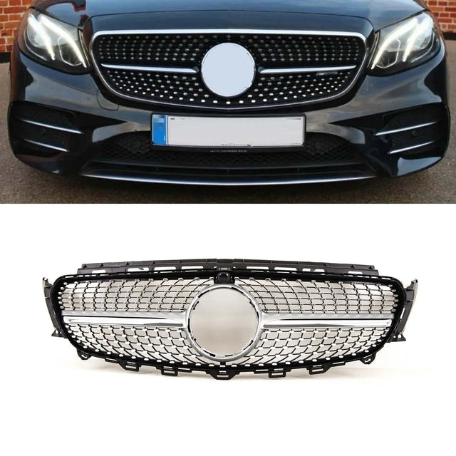 Fits Mercedes E Class W213 S213 C238 A238 2016-2020 Front Bumper Grille Sport Black With Chrome Trim & Pins - image 2