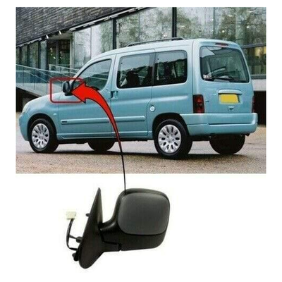 Fits Citroen Berlingo 1998-2008 Door Wing Mirror Manual Mat-Black Passenger Side