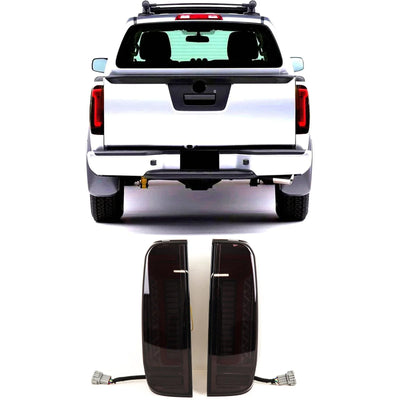 For Nissan Navara D40 2005-2015 Rear Tail Light Lamp LED Dynamic Smoked Pair - tradevehicleparts.co.uk