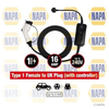 NAPA EV Charging Cable 16A Type 1 Female to UK Plug With Controller NEC104 thumbnail