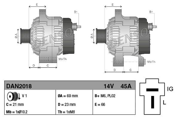 Denso Alternator DAN2018 - image 3