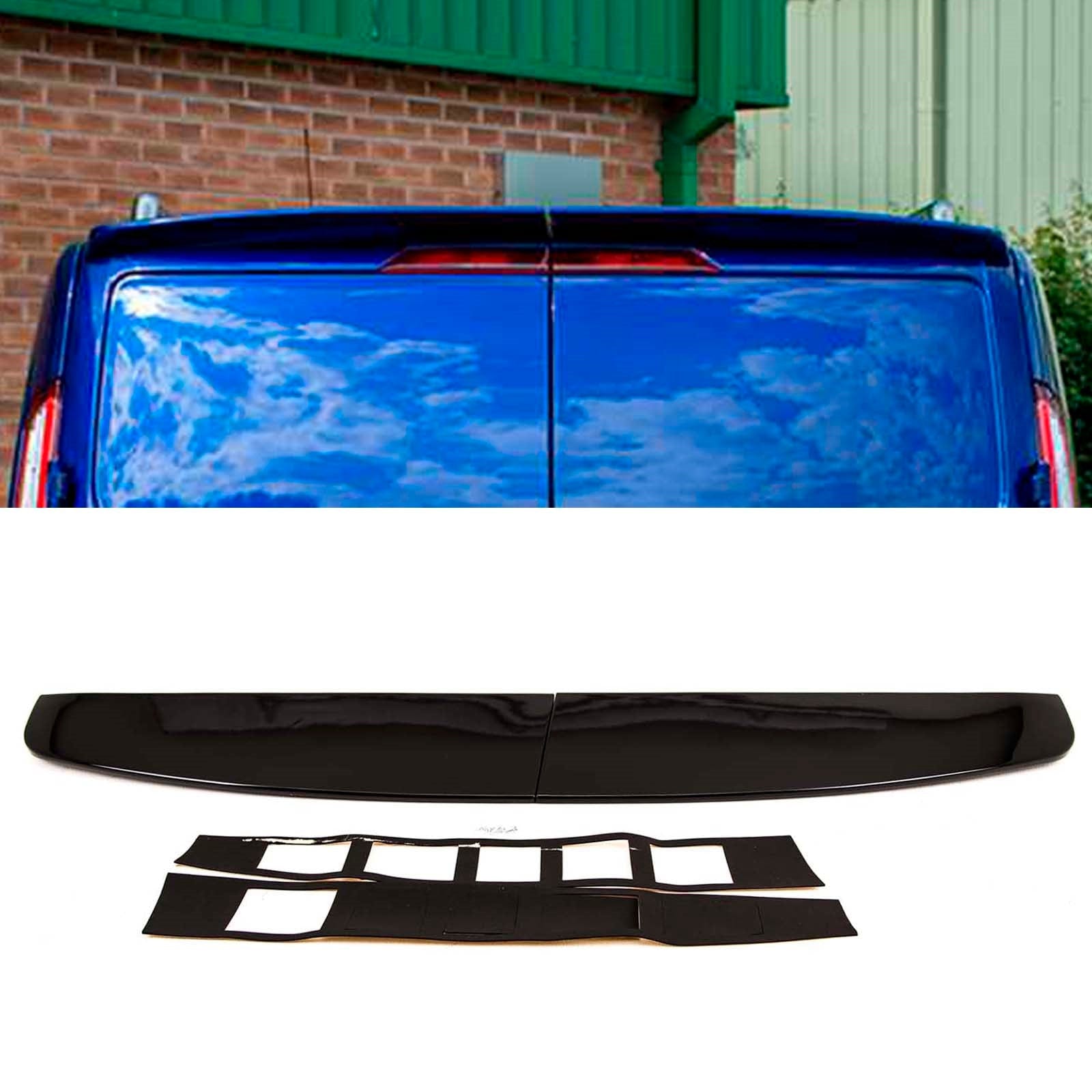 FD5538 Ford Transit Custom 2012-2022 Rear Twin Barn Door Roof Spoiler Gloss Black