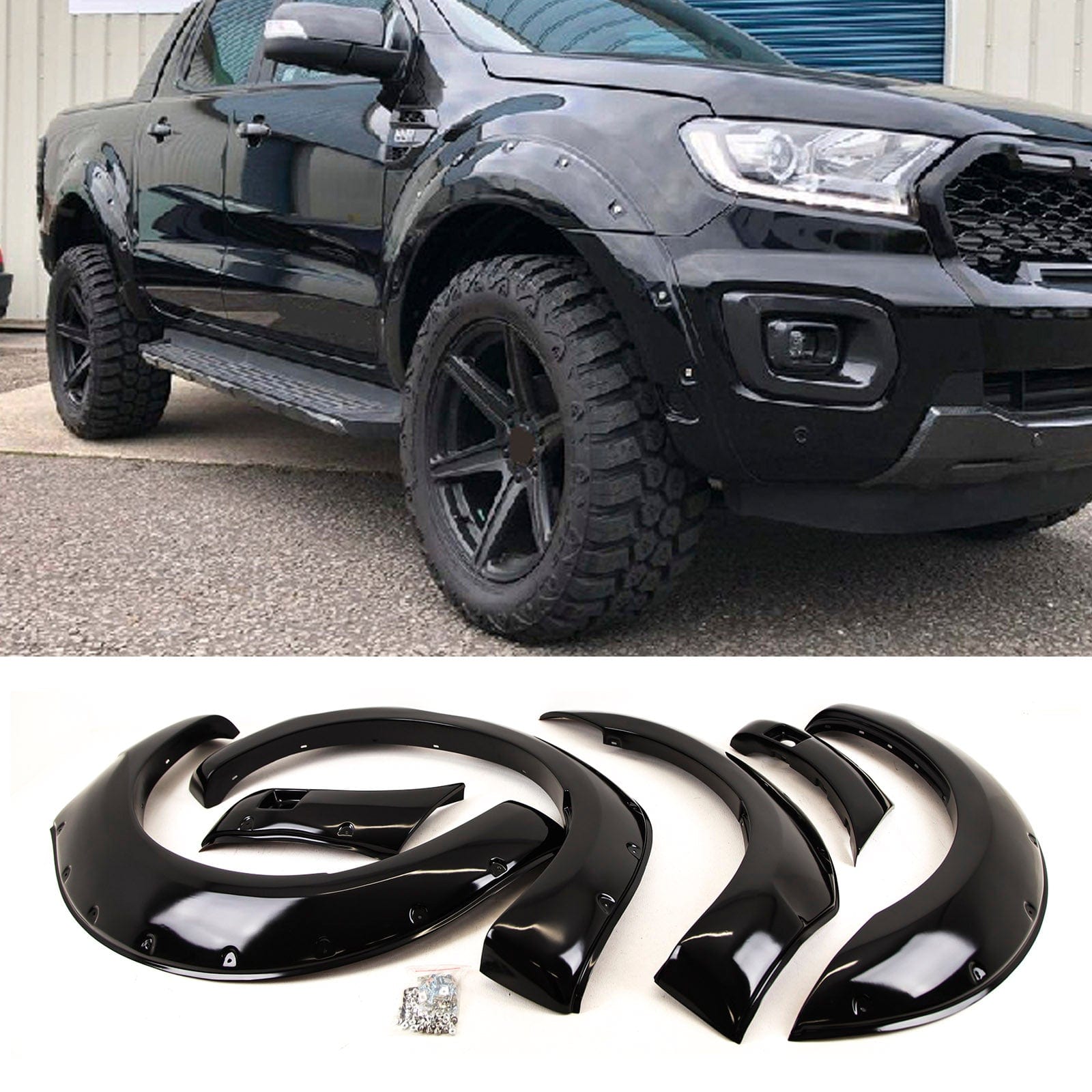 FD5557 For Ford Ranger 2019-2022 Wheel Arches Extension Fender Flares Set Gloss Black