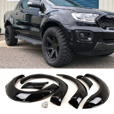 For Ford Ranger 2019-2022 Wheel Arches Extension Fender Flares Set Gloss Black - tradevehicleparts.co.uk