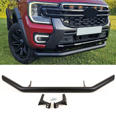 For Ford Ranger T9 2022- Front Bumper City Bar Spoiler Nudge Bull Bar Single Black - tradevehicleparts.co.uk