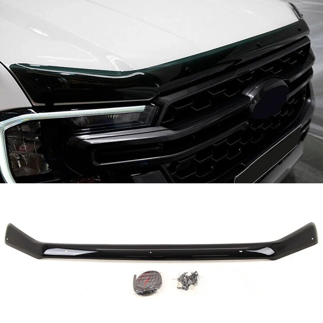 For Ford Ranger T9 2022- Bonnet Guard Wind Stone Bug Protector Deflector Shield Gloss Black - image 2