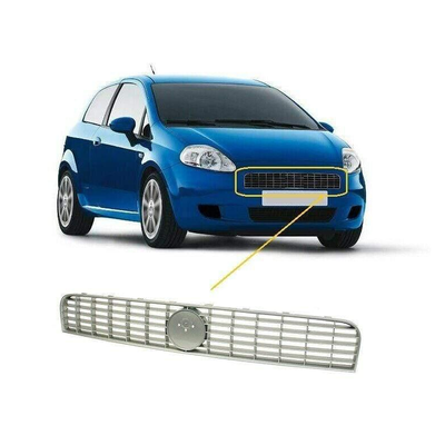 Fits Fiat Grande Punto 2005-2011 Front Top Radiator Grille Gray Between Headlights
