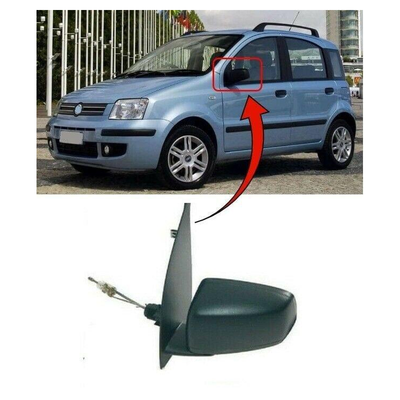 Fits Fiat Panda 2004-2010 Door Wing Mirror Manual Black Passenger Side