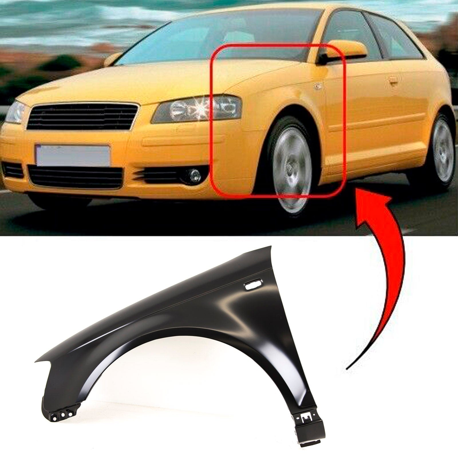 Fits Audi A3 2003-2008 Front Wing Primed Passenger Side Not S3,Rs3 Or Convertible