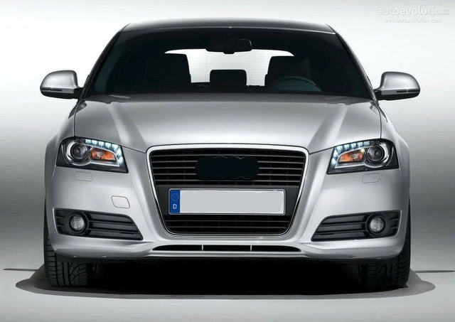 Fits Audi A3 2008-2012 Front Bumper Fog Grille Black Textured Pair Left & Right With Hole - image 2