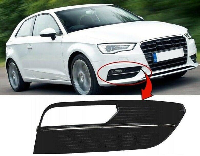 Fits Audi A3 2012-2016 Front Bumper Fog Grille Driver Side With Chrome Trim With Hole - image 2
