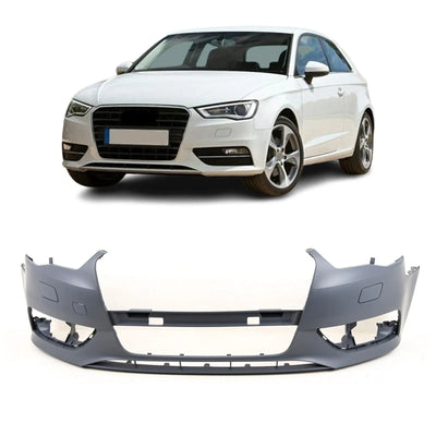 Audi A3 2012-2016 Front Bumper With Headlight Washer Holes No PDC Primed Not S-Line - tradevehicleparts.co.uk