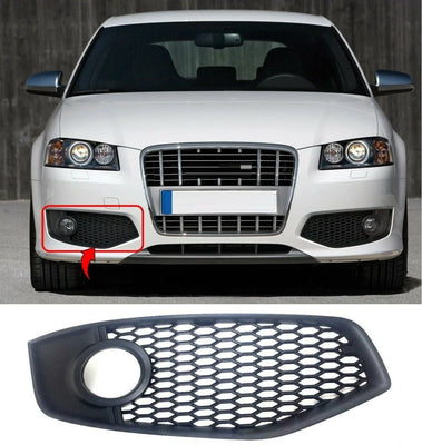 Fits Audi S3 2006-2008 Driver Side Front Bumper Fog Grille With Lamp Hole - tradevehicleparts.co.uk
