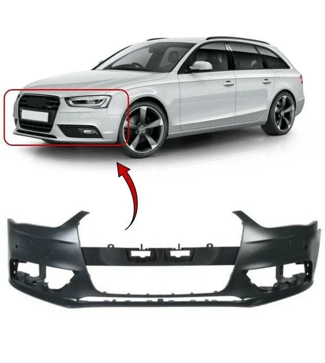 Fits Audi A4 Estate Facelift 2012-2015 Front Bumper Primed With Washer Holes Without PDC - image 2
