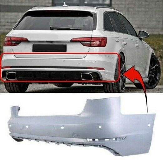 Fits Audi A4 Estate 2015-2018 Rear Bumper Primed W/6 Parking Sensor Hole