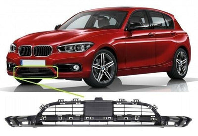 Fits BMW 1 Srs F20/21 2015- Front Bumper Lower Grille Mat Black W/ Active Cruise Control - tradevehicleparts.co.uk