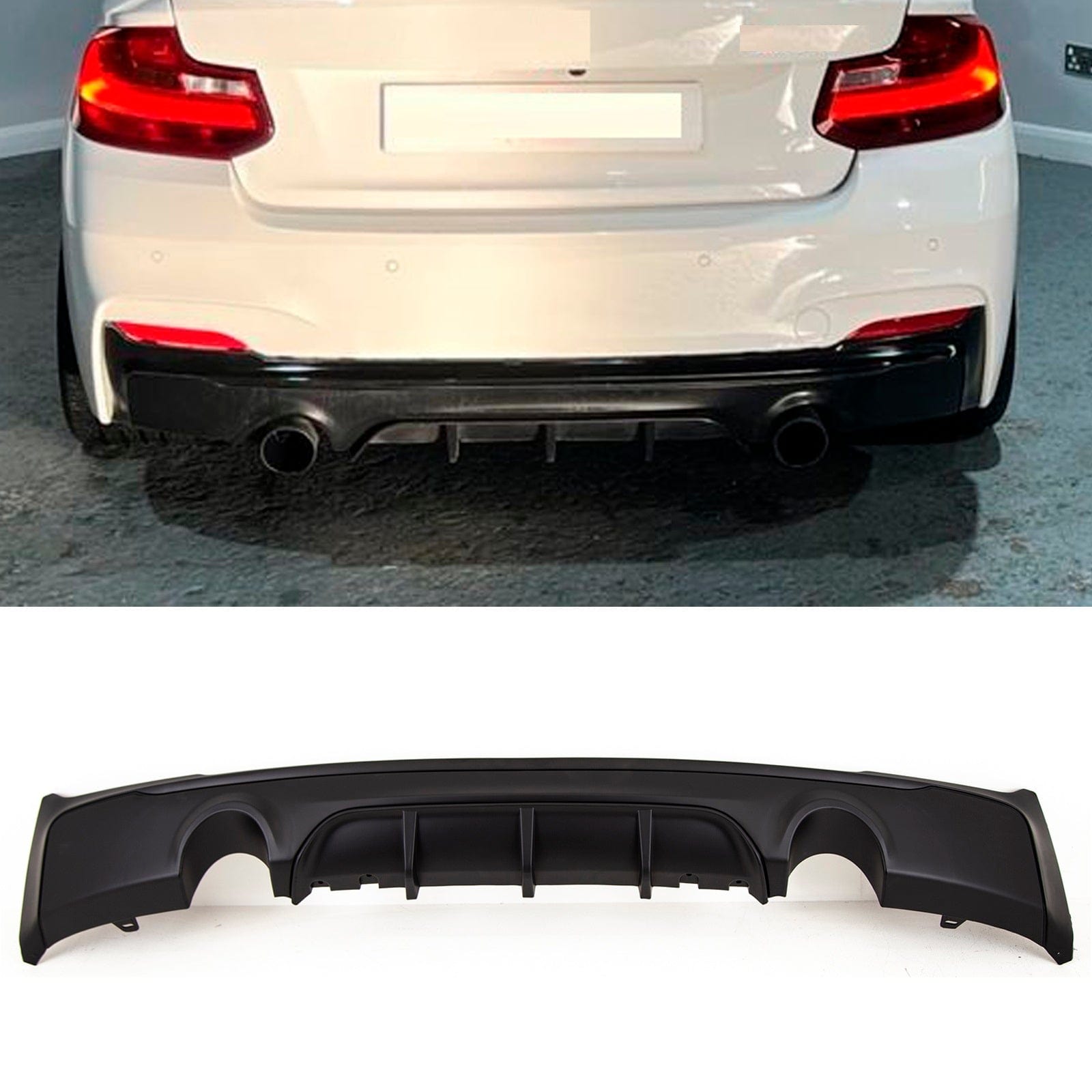 Fits BMW 2 Series F22 F23 2014-2021 Rear Bumper Diffuser Spoiler Dual M Performance Style Mat Black