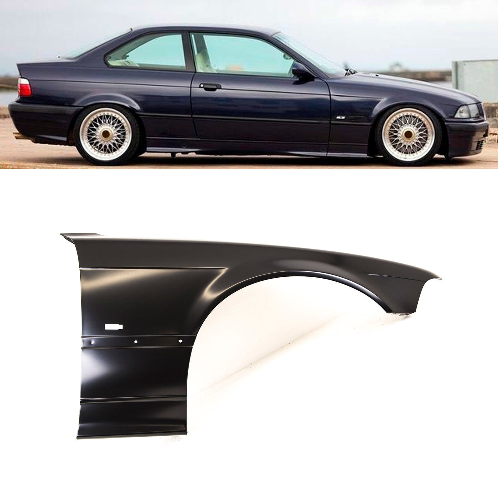 Fits BMW 3 E36 Coupe 1996-1998 Front Wing Primed Driver Side With Small Hole