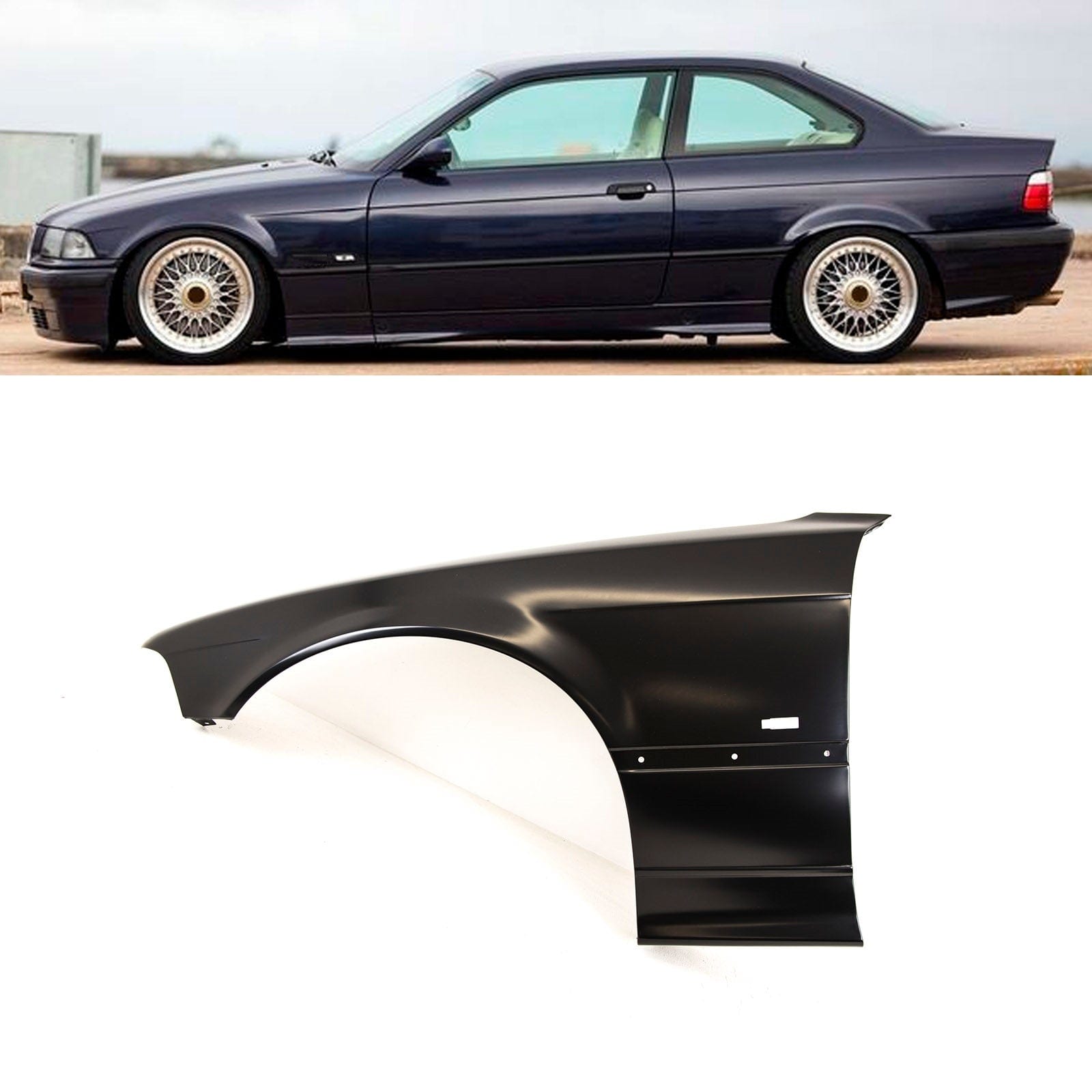 Fits BMW 3 E36 Coupe / Cabriolet 1996-1998 Front Wing Primed Passenger Side With Small Indicator Hole