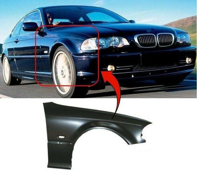 Fits BMW 3 E46 2 Door Coupe / Cab 1998-2003 Front Wing Primed Driver Side Not M3 Model - image 2