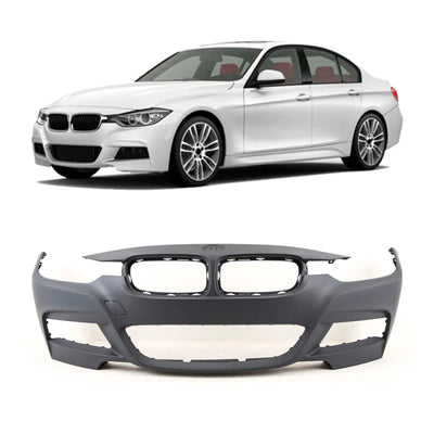 Fits BMW 3 F30 Saloon 2012-2019 Front Bumper Primed No Pdc No Washer Hole M-Sport - tradevehicleparts.co.uk