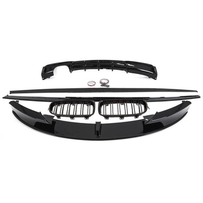 Fits BMW 3 Series F30 F31 M Performance Style Aero Kit Front Splitter Diffuser Side Skirts Gloss Black - tradevehicleparts.co.uk