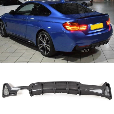 Fits BMW 4 Series F32 F33 F36 Rear Diffuser M Performance Style Twin Exhaust Carbon Look - tradevehicleparts.co.uk