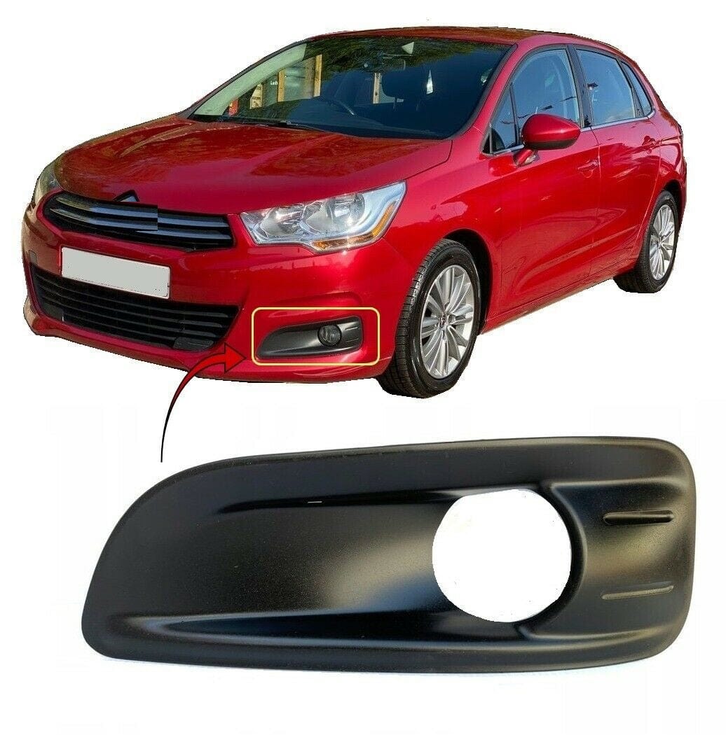 Fits Citroen C4 2011-2018,Ds4 2011-2015 Front Bumper Fog Grille With Fog Lamp Hole Mat Dark Grey Left