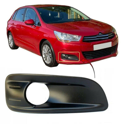 Fits Citroen C4 2011-2018 Front Bumper Fog Grille With Fog Lamp Hole Mat Dark Grey Right - tradevehicleparts.co.uk