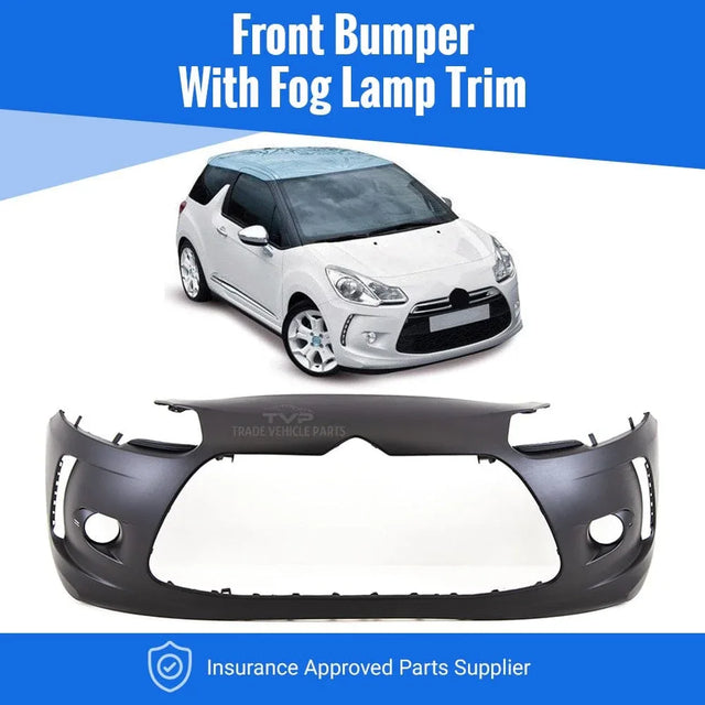 Fits Citroen Ds3 2010-2016 Front Bumper Primed With Fog Trim Version - image 2
