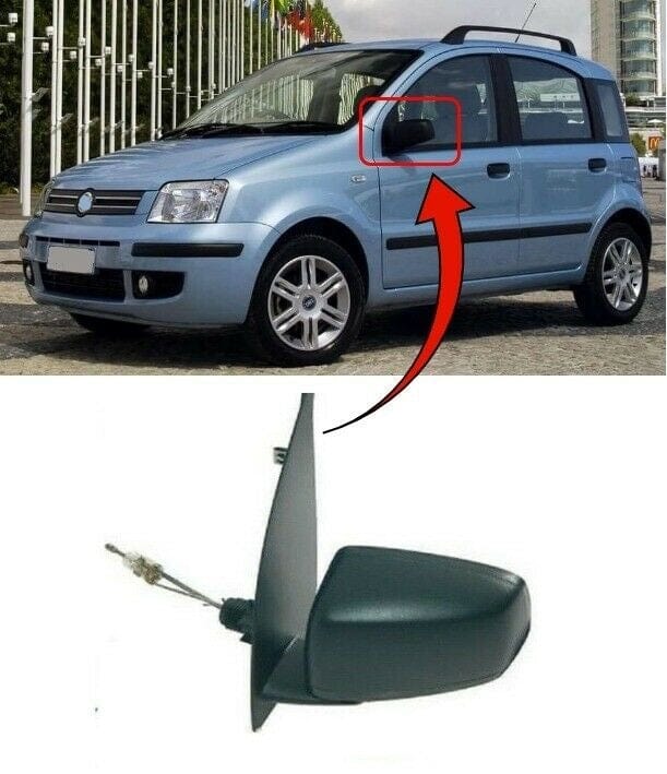 Fits Fiat Panda 2004-2010 Door Wing Mirror Manual Black Passenger Side